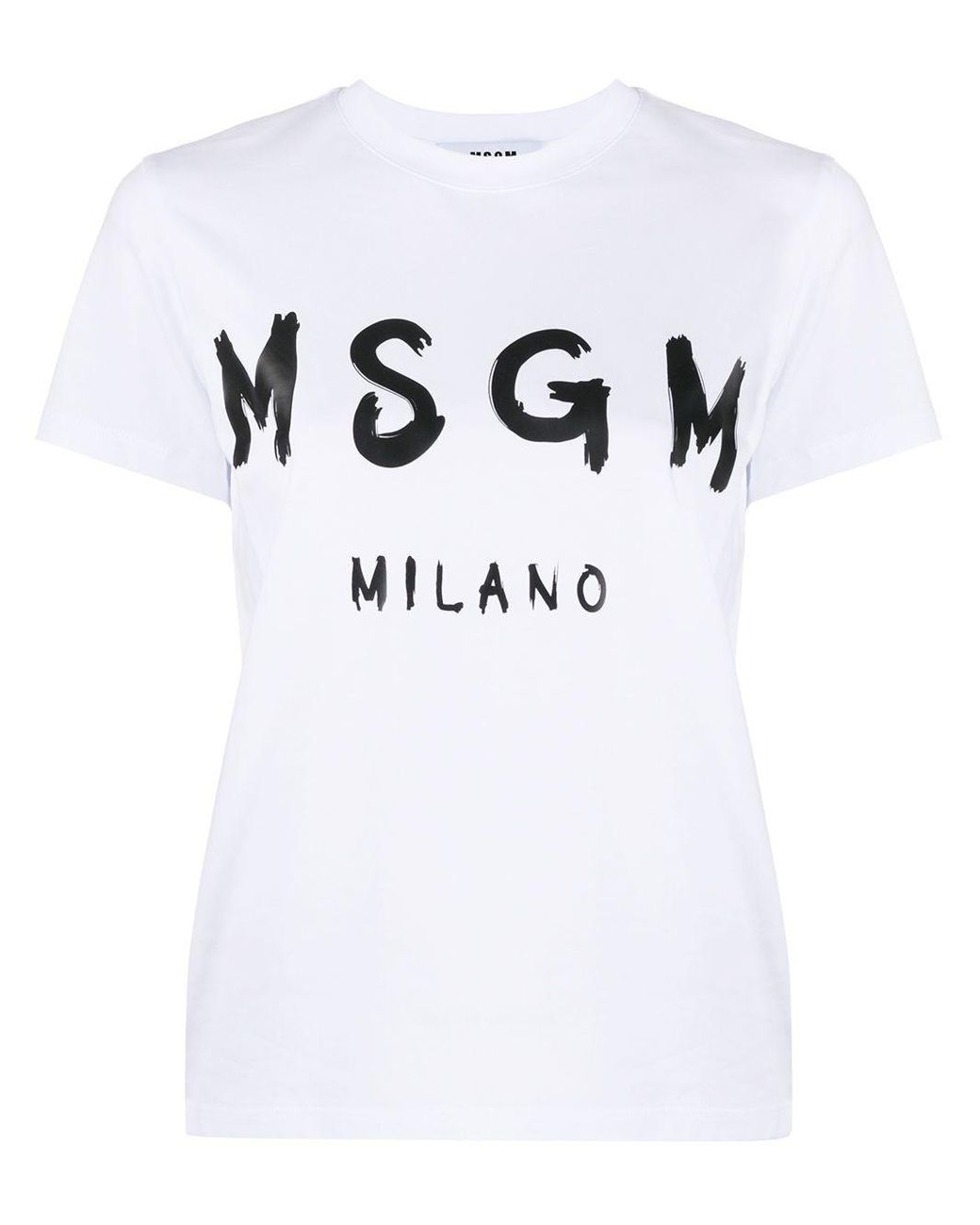 MSGM Cotton T-shirt Logo in White - Lyst