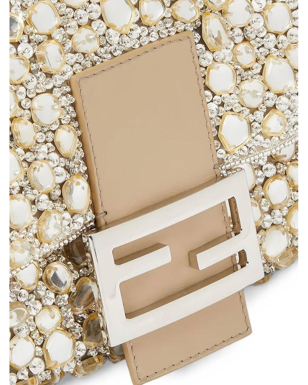 Fendi White Baguette 26424 Ricamo Cabocho