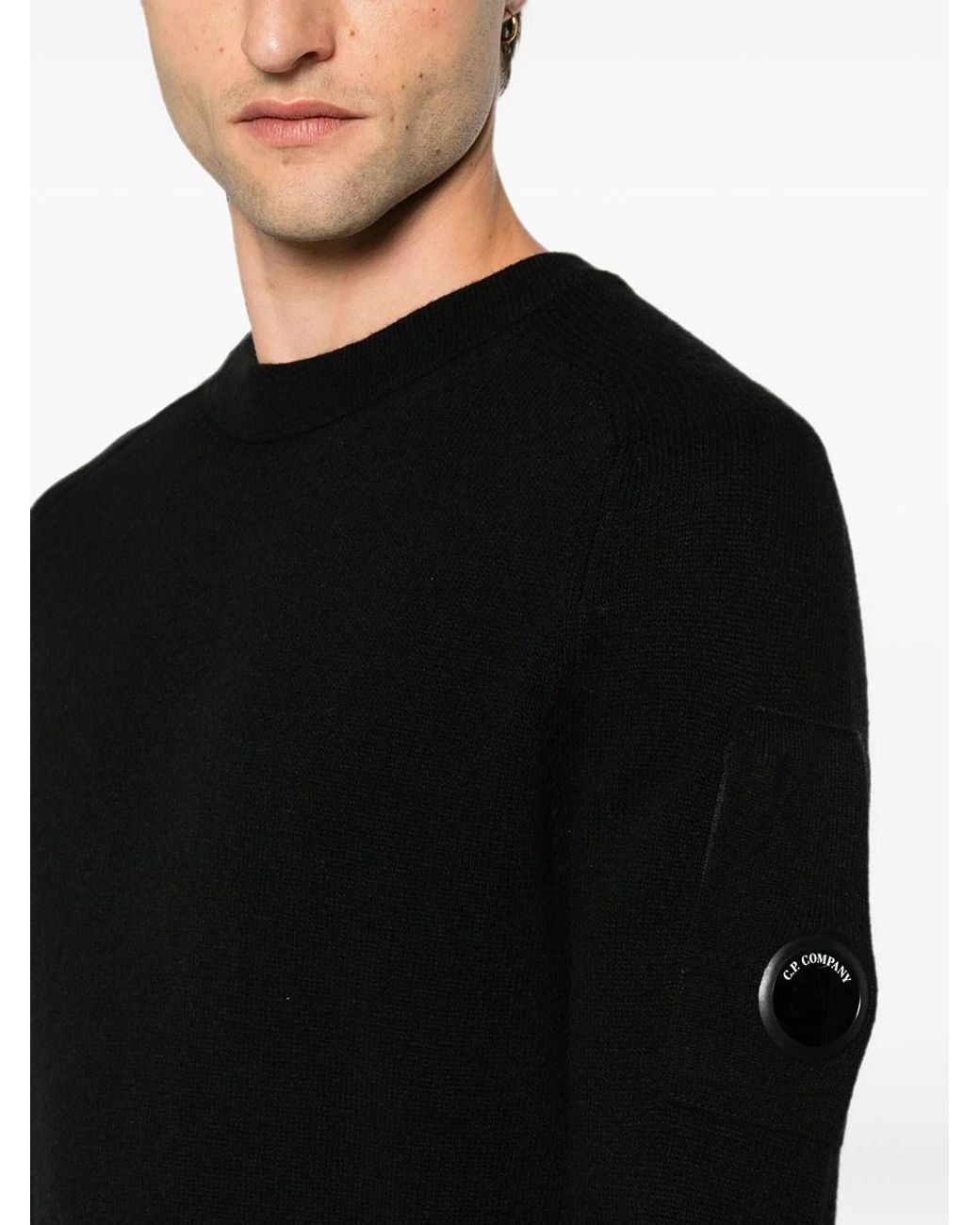 C P Company Black Crew Neck Pullover for men
