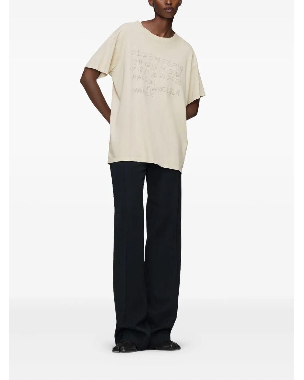 Maison Margiela Natural Numerical Cotton T-Shirt Clothing