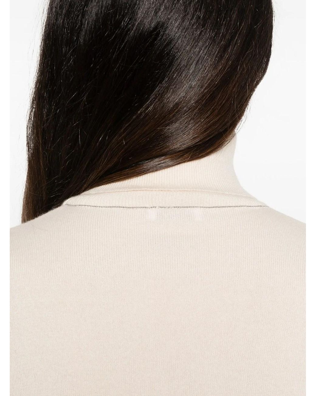 Brunello Cucinelli White Maglia Collo Alto
