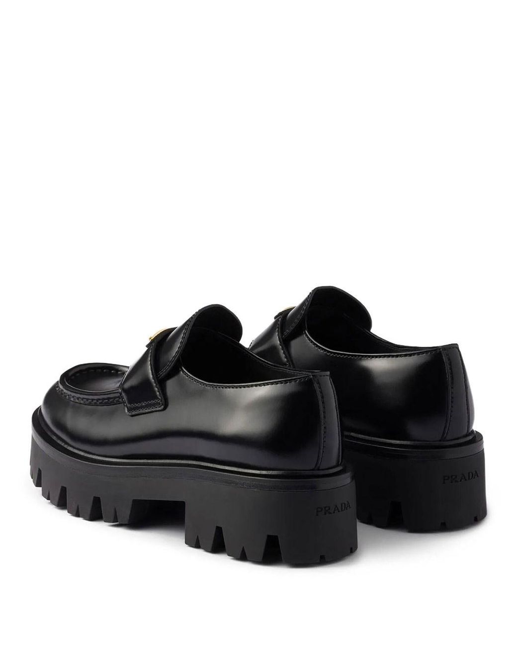 Prada Black Brushed Leather Loafers