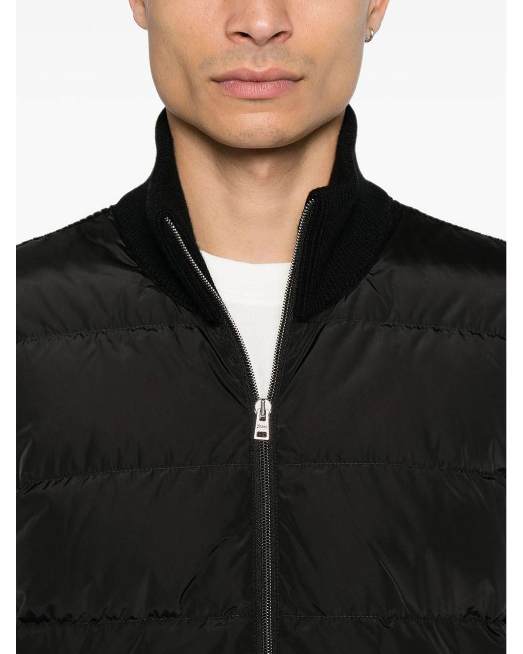 Herno Black Wool Jacket With Waffle Stitch And Nylon for men