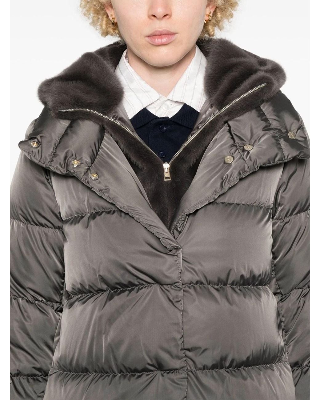 Herno Gray Layered Detail Jacket For