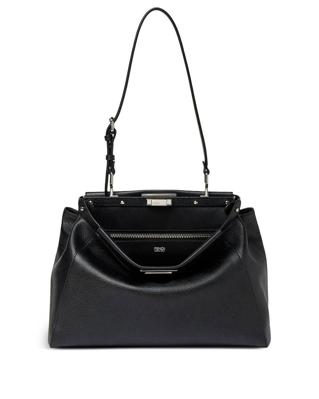Fendi Black My Peekaboo Medium Leather Bag With Embroidered Mirrors