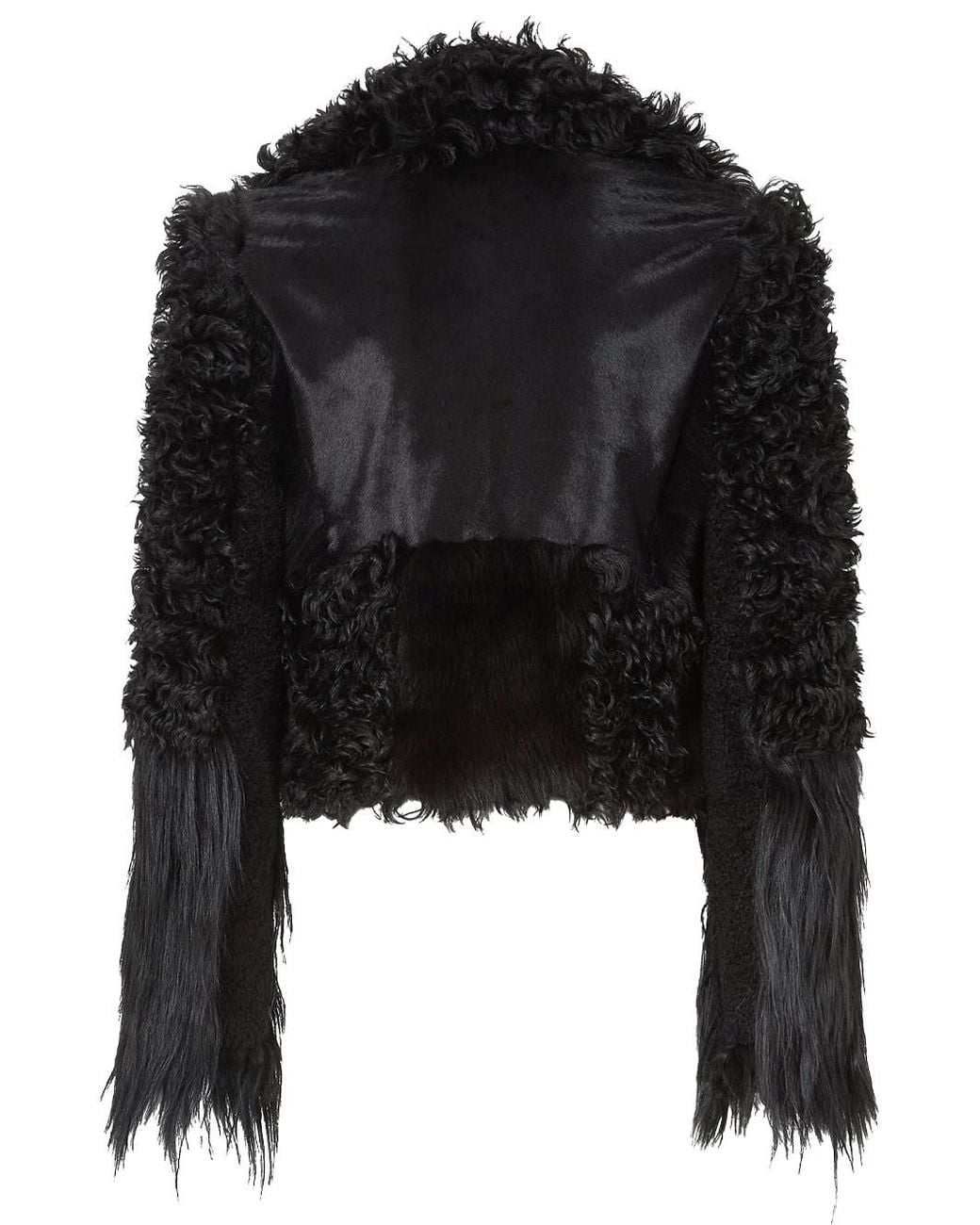 Fendi Black Patchwork Sheepskin Biker Jacket
