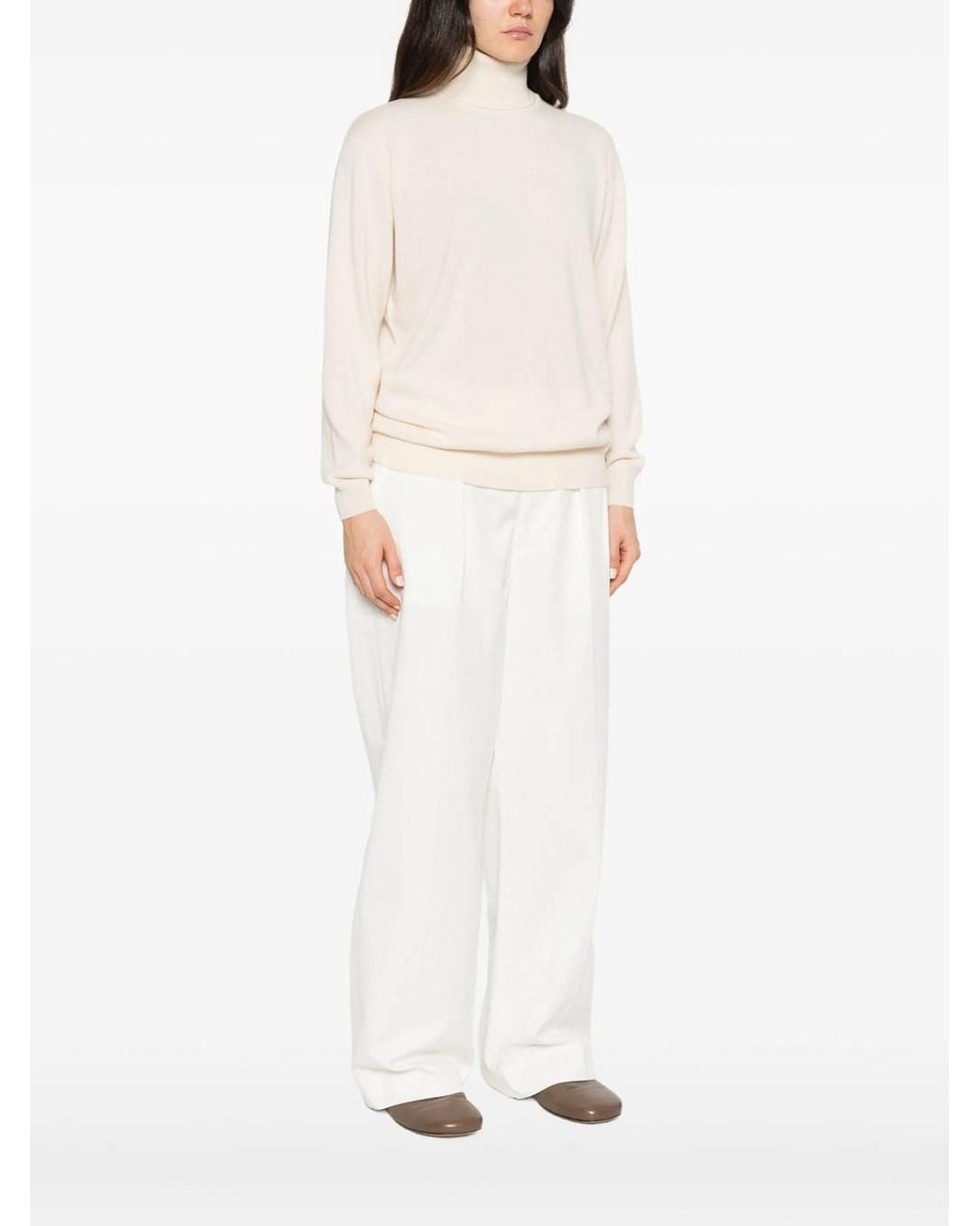 Brunello Cucinelli White Maglia Collo Alto
