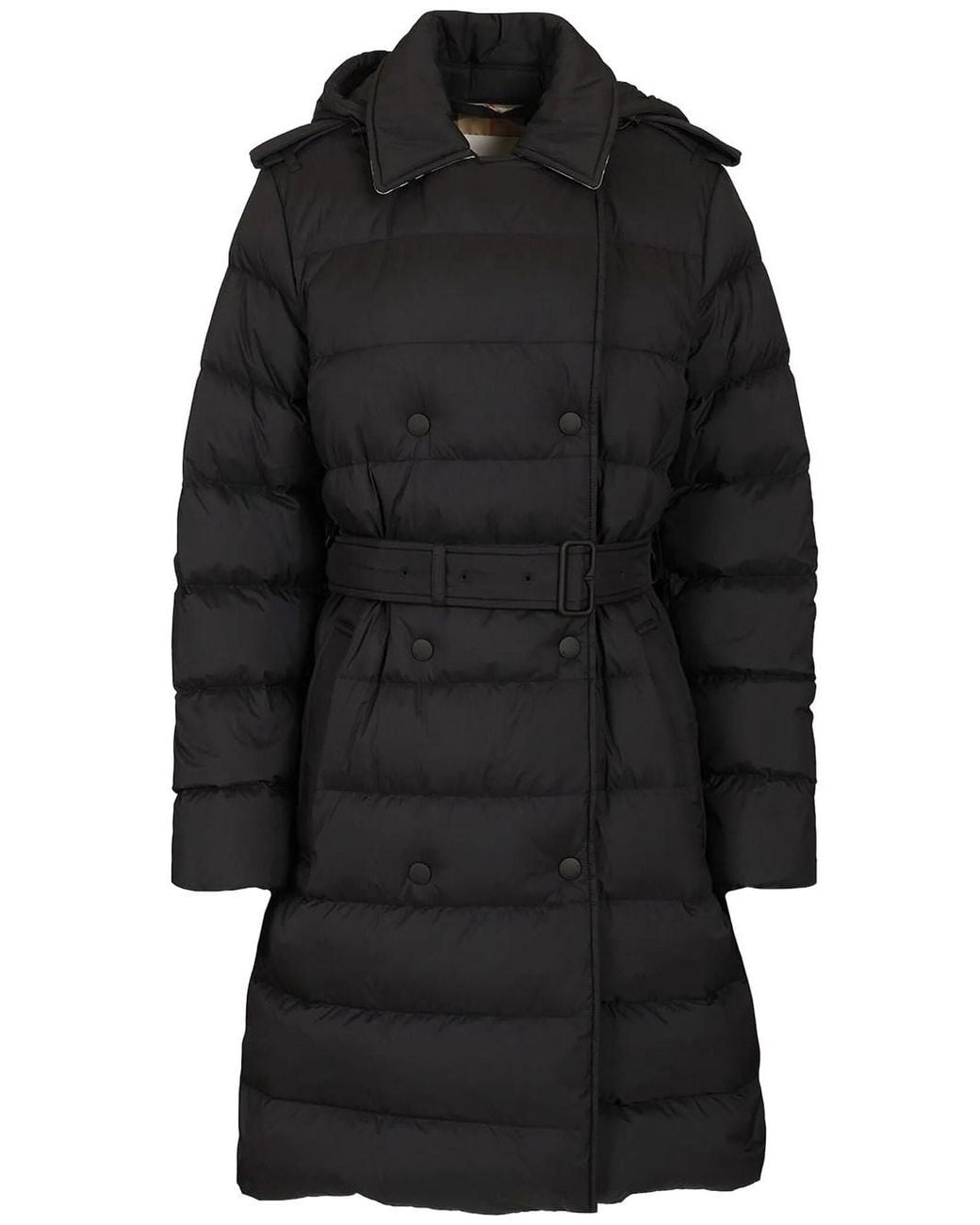 Burberry Black Belted Quilted Long Coat