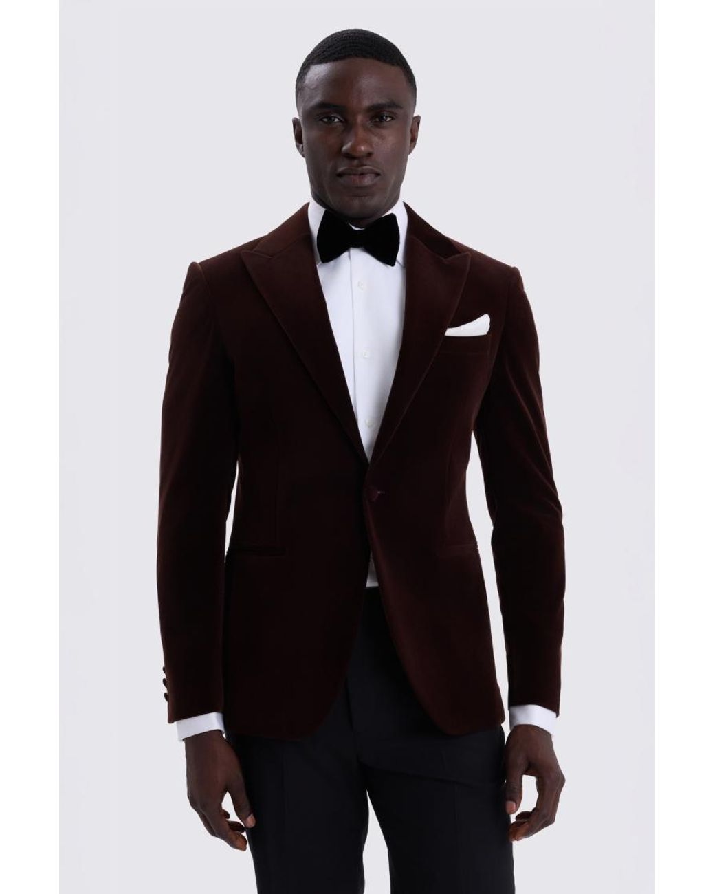 Moss Bros Blue Slim Fit Velvet Suit Jacket for men