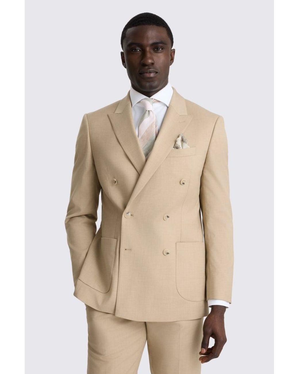 Moss Bros Natural Tailored Fit Blonde Camel Suit Jacket for men