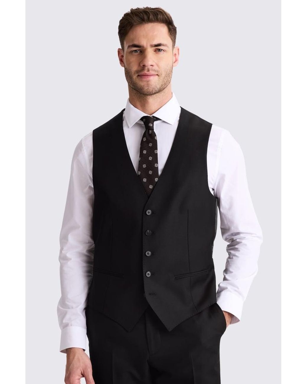 Barberis Black Tailored Fit Twill Waistcoat for men