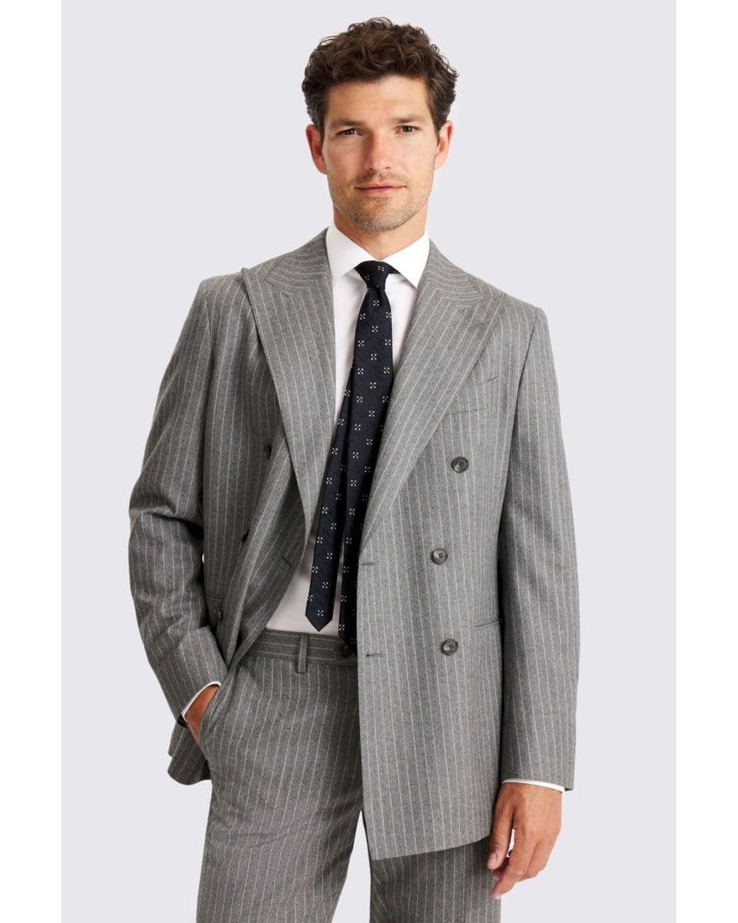 Barberis Gray Italian Tailored Fit Stripe Suit Jacket for men