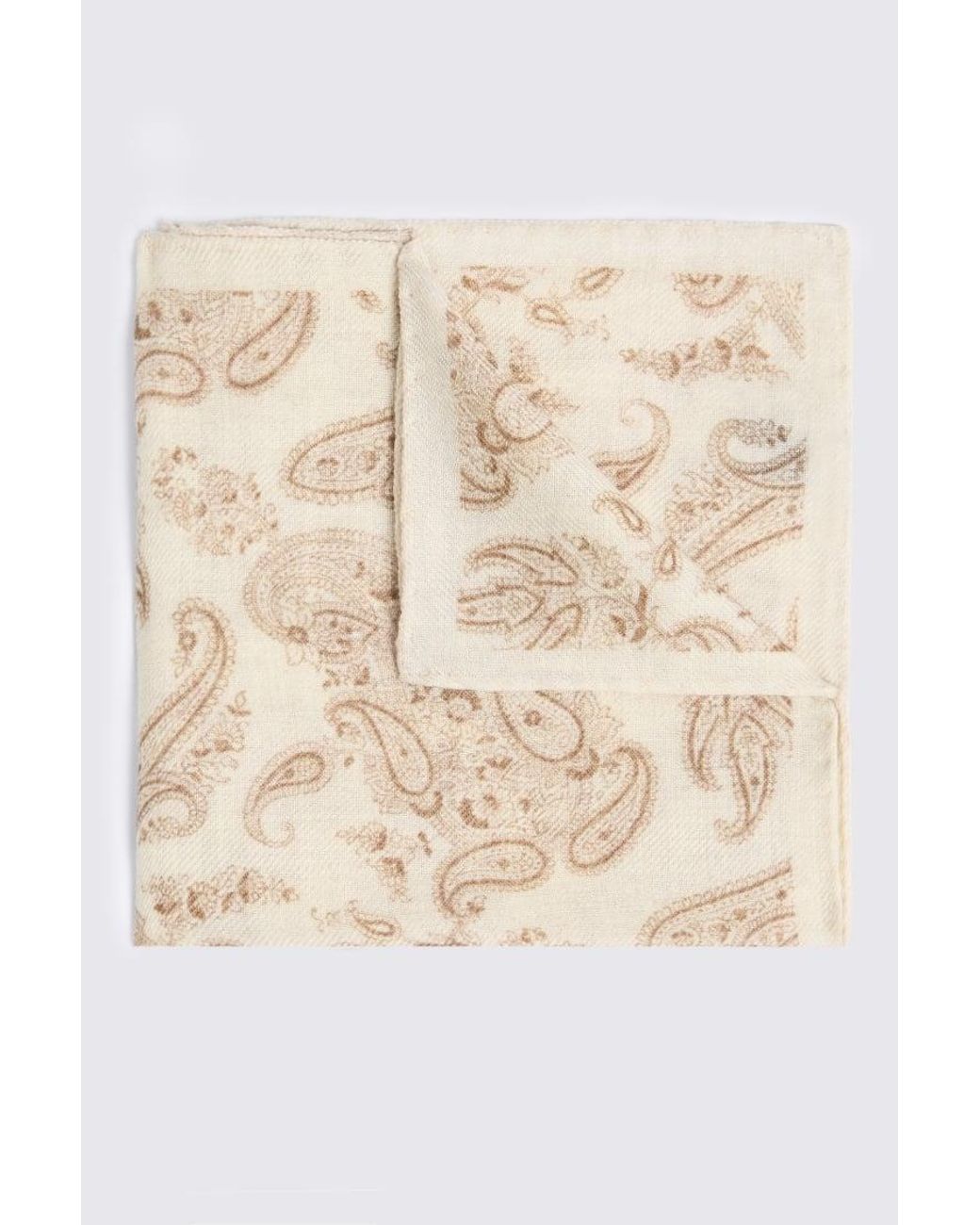 Tessitura bottinelli Natural Italian Neutral Paisley Wool Pocket Square for men