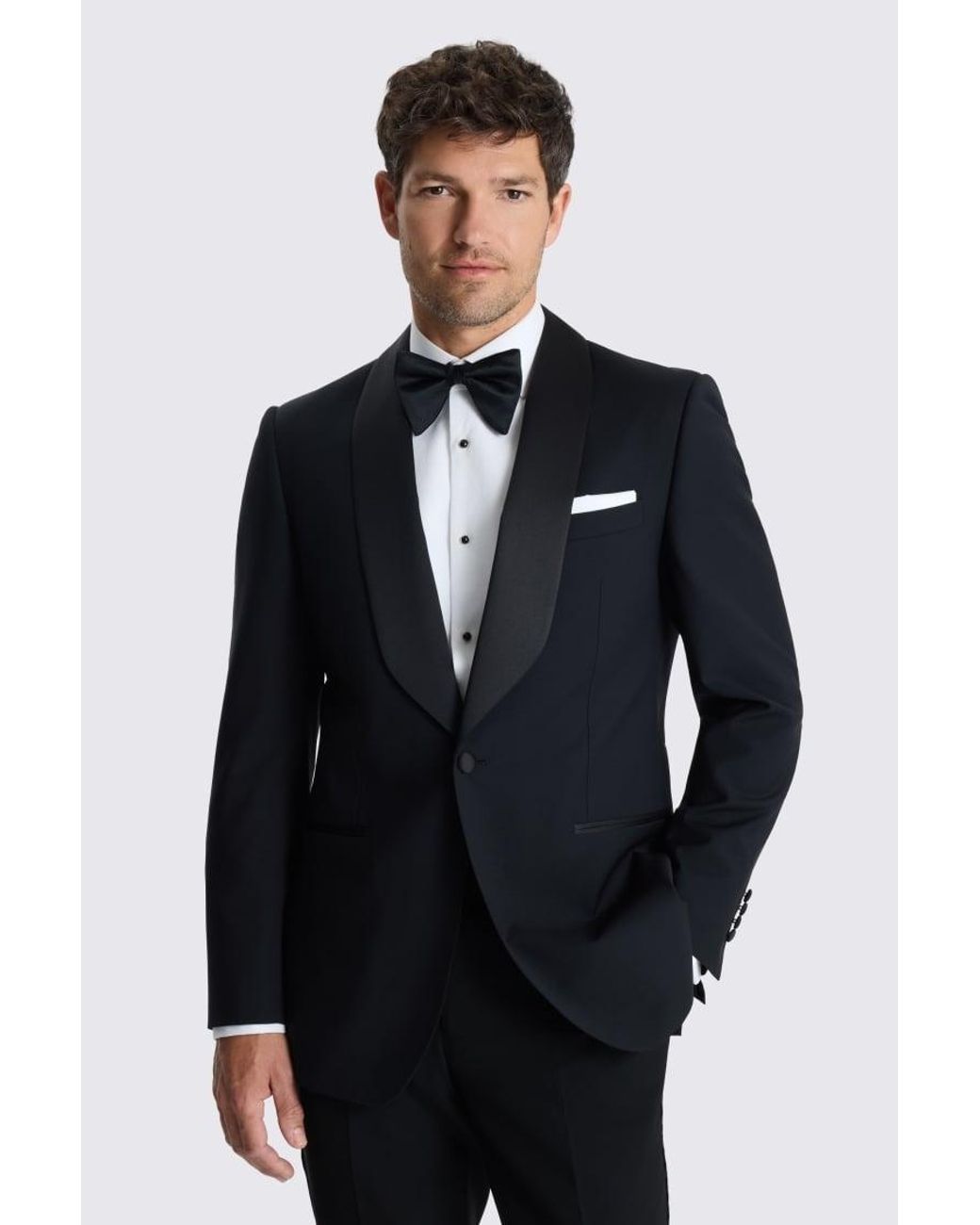 Moss Bros Blue Tailored Fit Shawl Lapel Performance Tuxedo Suit Suit Jacket for men