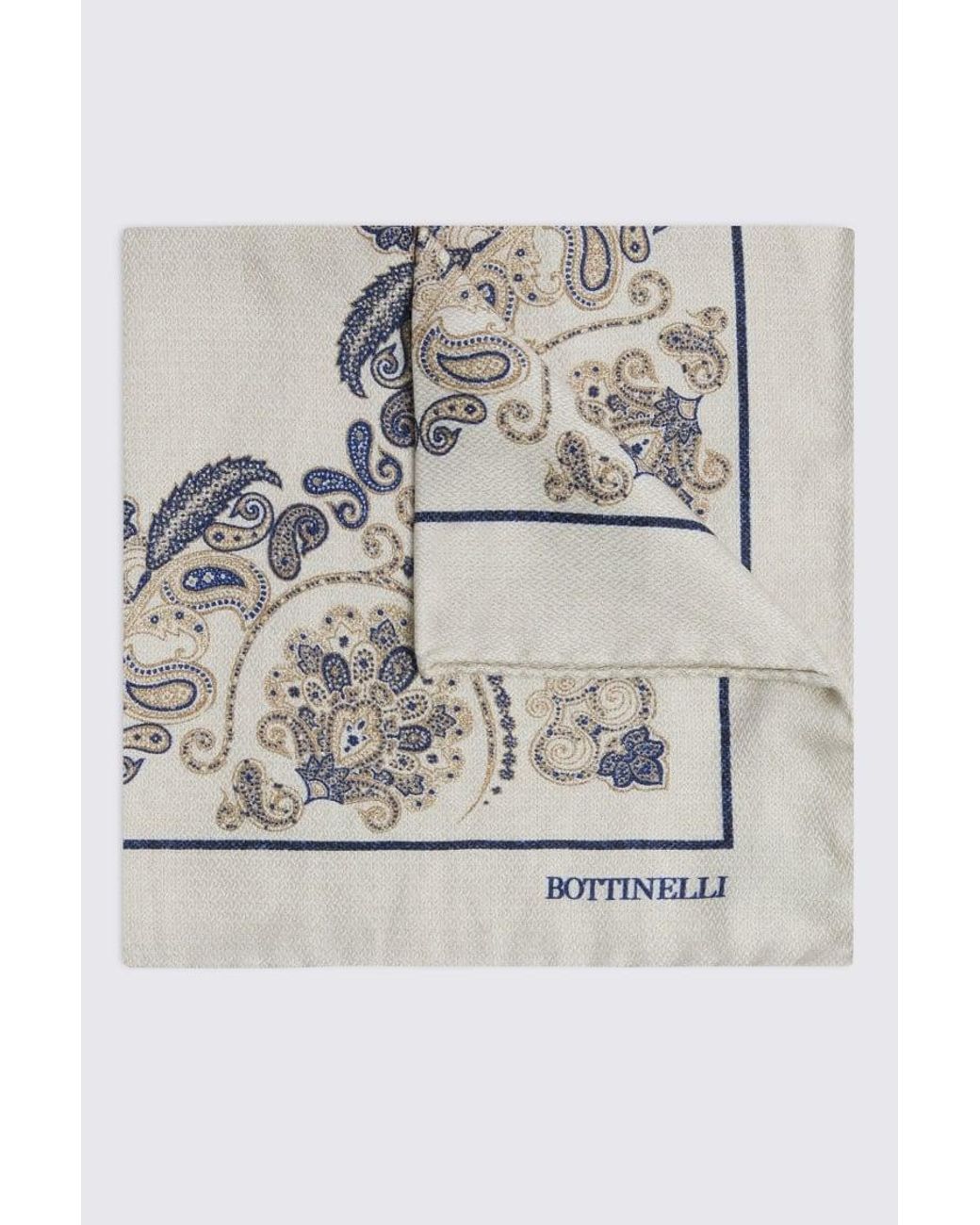 Tessitura bottinelli Gray Italian Neutral Paisley Silk Pocket Square for men