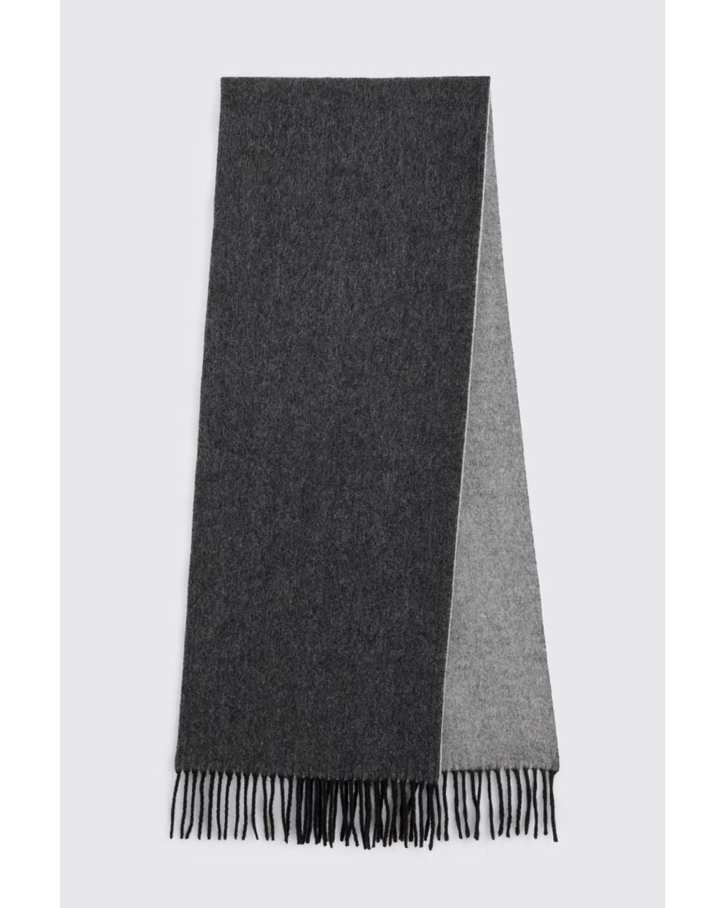 Moss Bros Black Charcoal Light Reversible Wool Scarf for men
