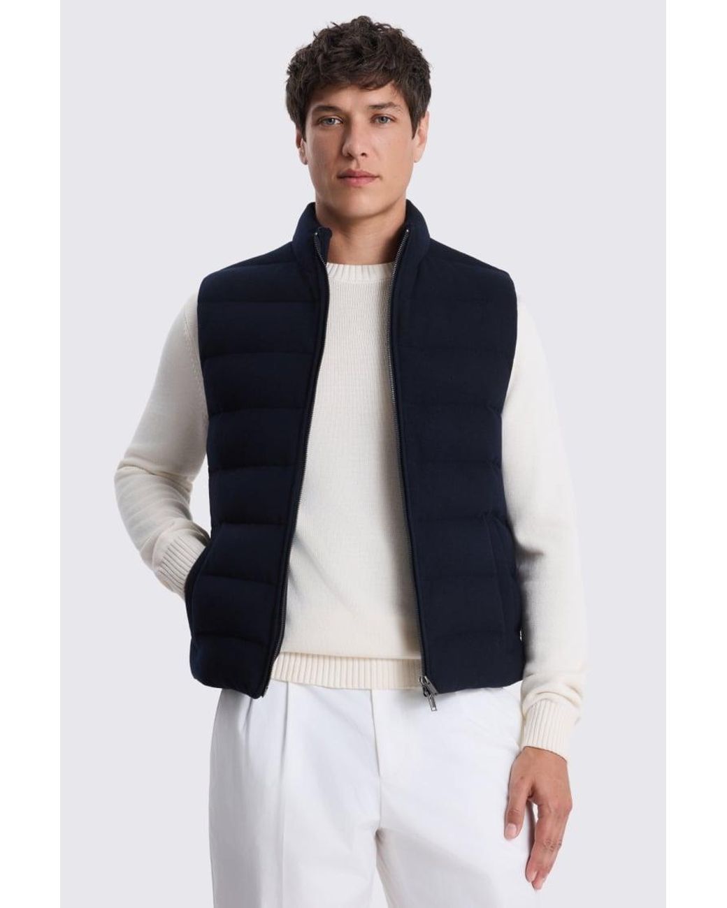 Moss Bros Blue Wool-Blend Gilet for men