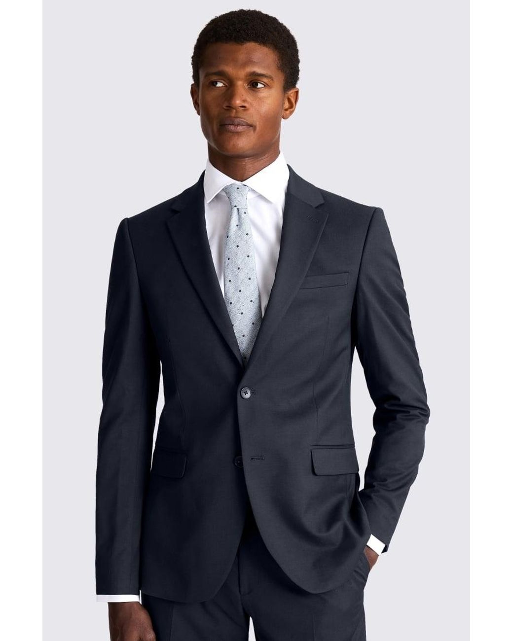 Moss Bros Blue Slim Fit Ink Stretch Suit Jacket for men