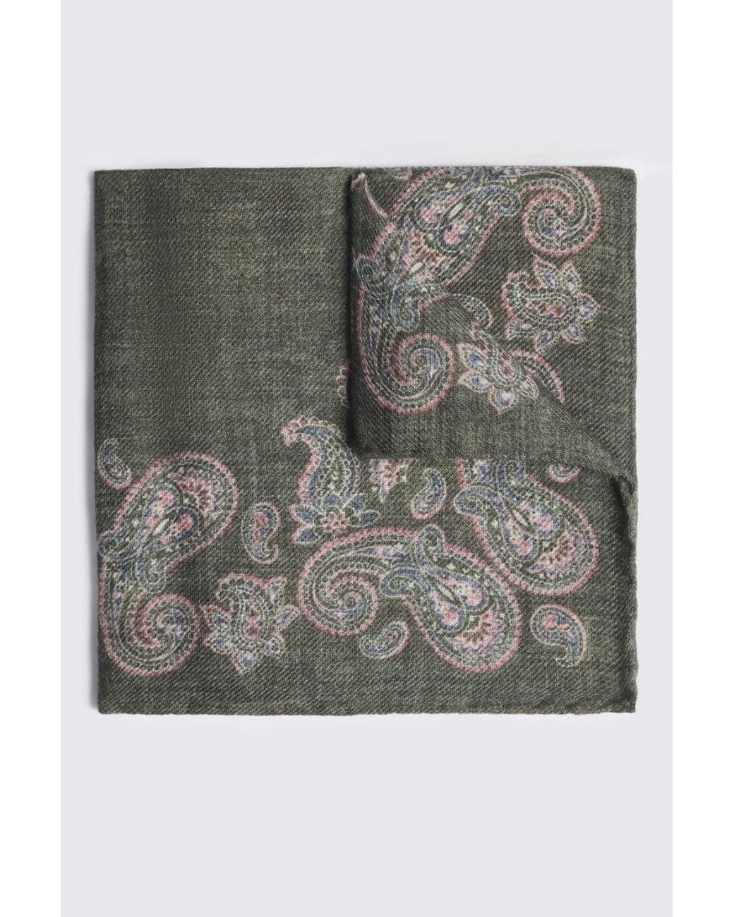 Tessitura bottinelli Gray Italian & Paisley Wool Pocket Square for men
