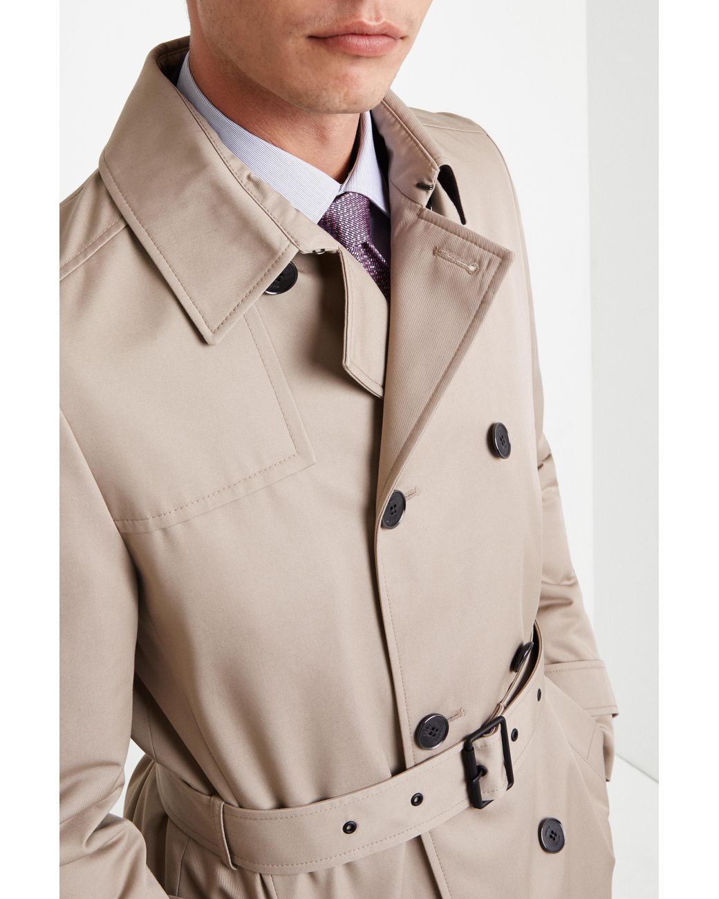 HUGO Maluks Double Breasted Trench Coat for Men | Lyst