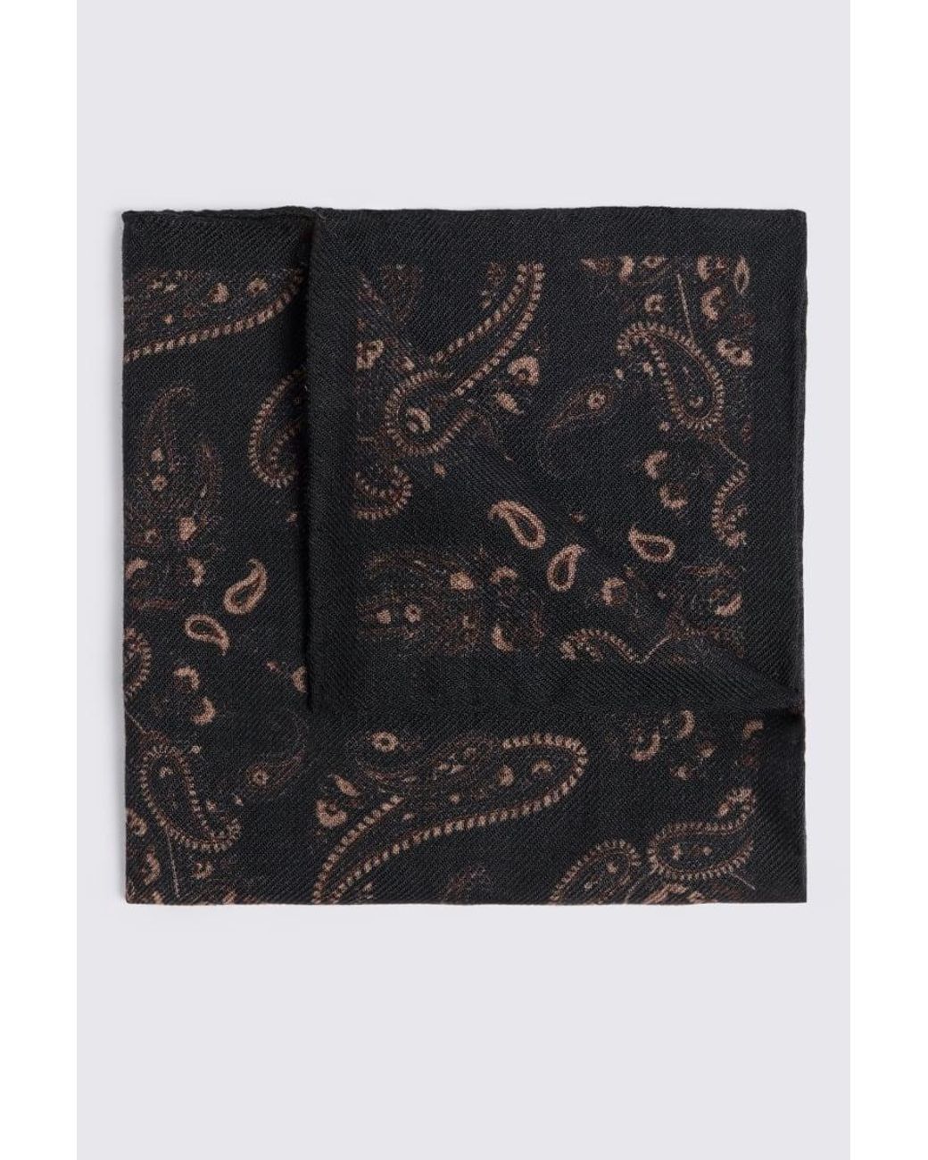 Tessitura bottinelli Black Italian Taupe Paisley Wool Pocket Square for men