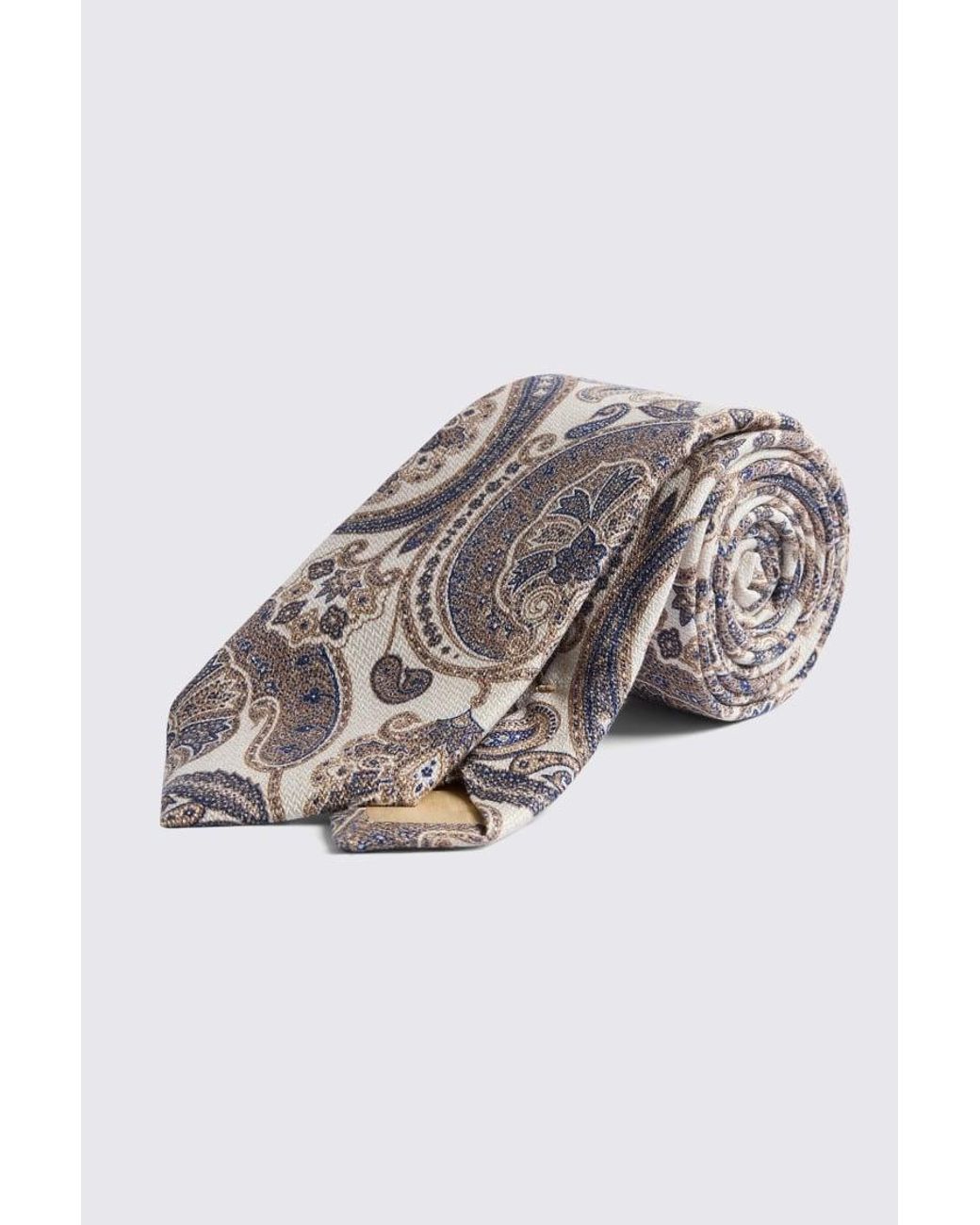 Tessitura bottinelli Natural Italian Neutral Silk Paisley Tie for men