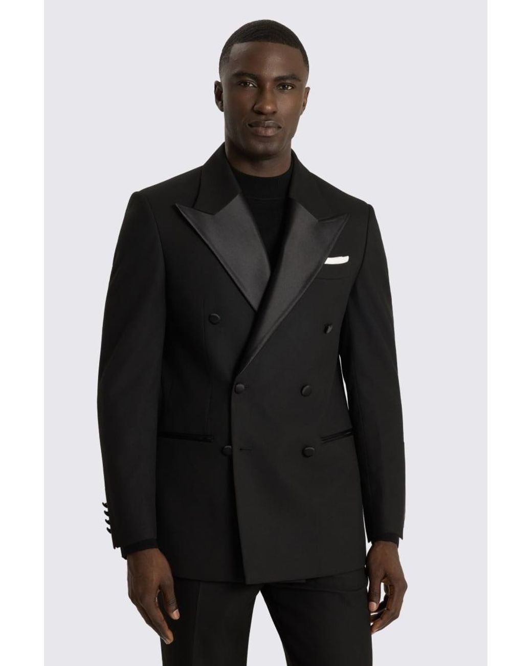 Moss Bros Black Relaxed Fit Peak Lapel Tuxedo Suit Suit Jacket for men