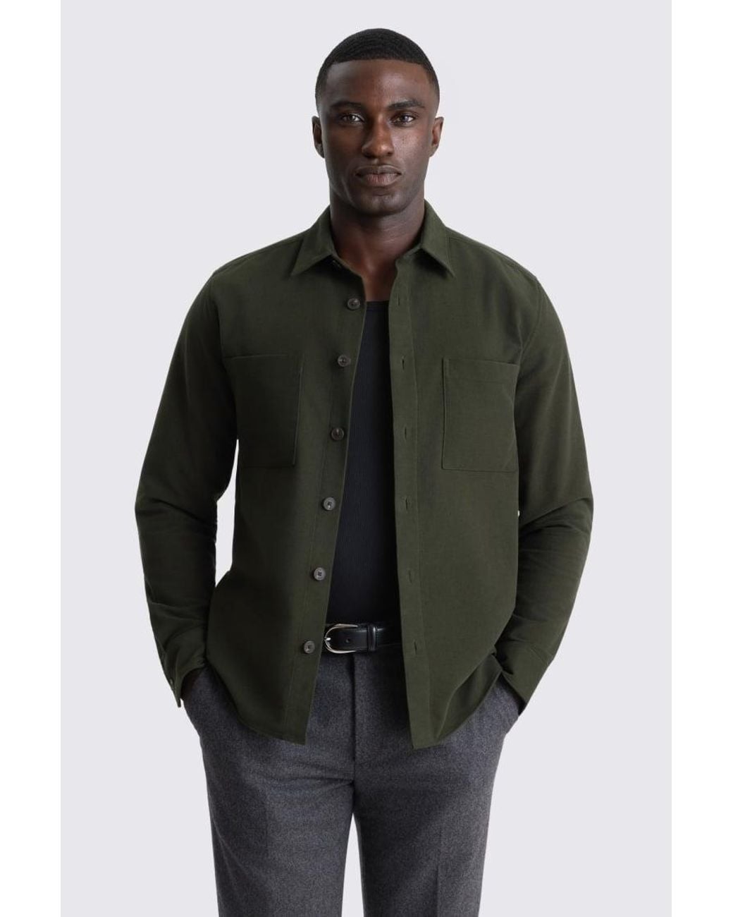 Moss Bros Black Italian Dark Moleskin Overshirt for men