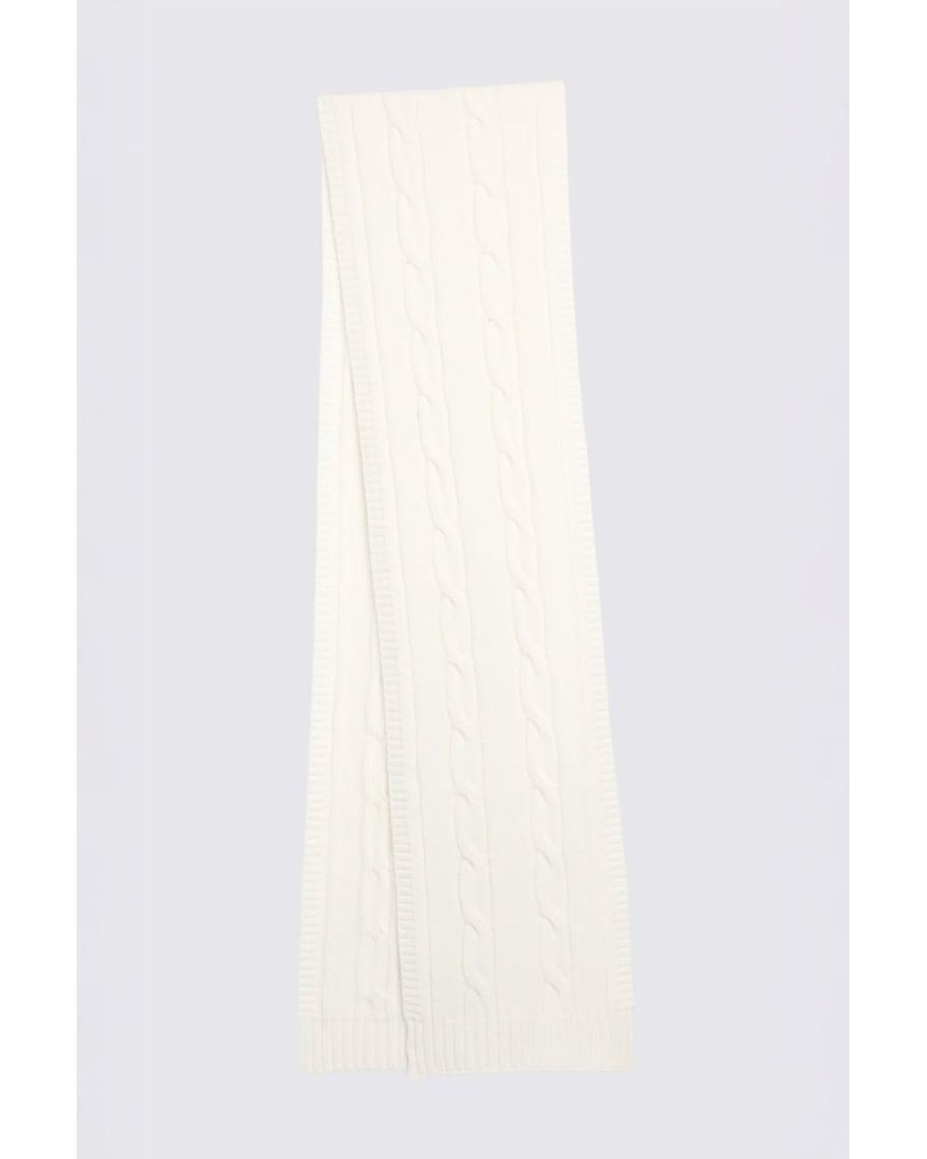 Moss Bros White Off- Cable-Knit Wool Scarf for men