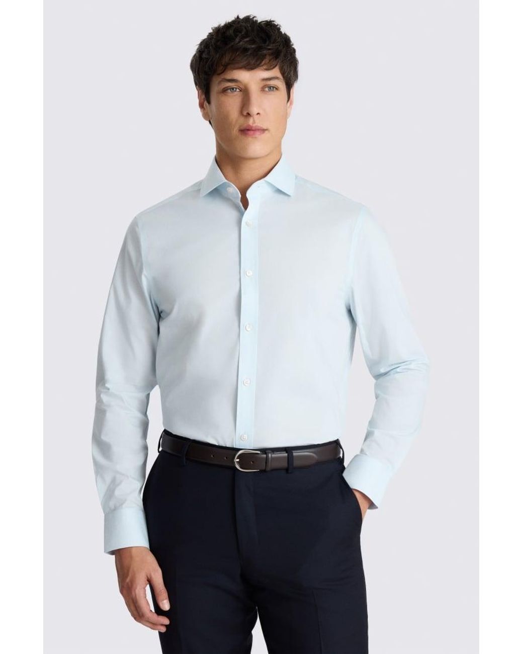 Moss Bros White Tailored Fit Light Stretch Shirt for men