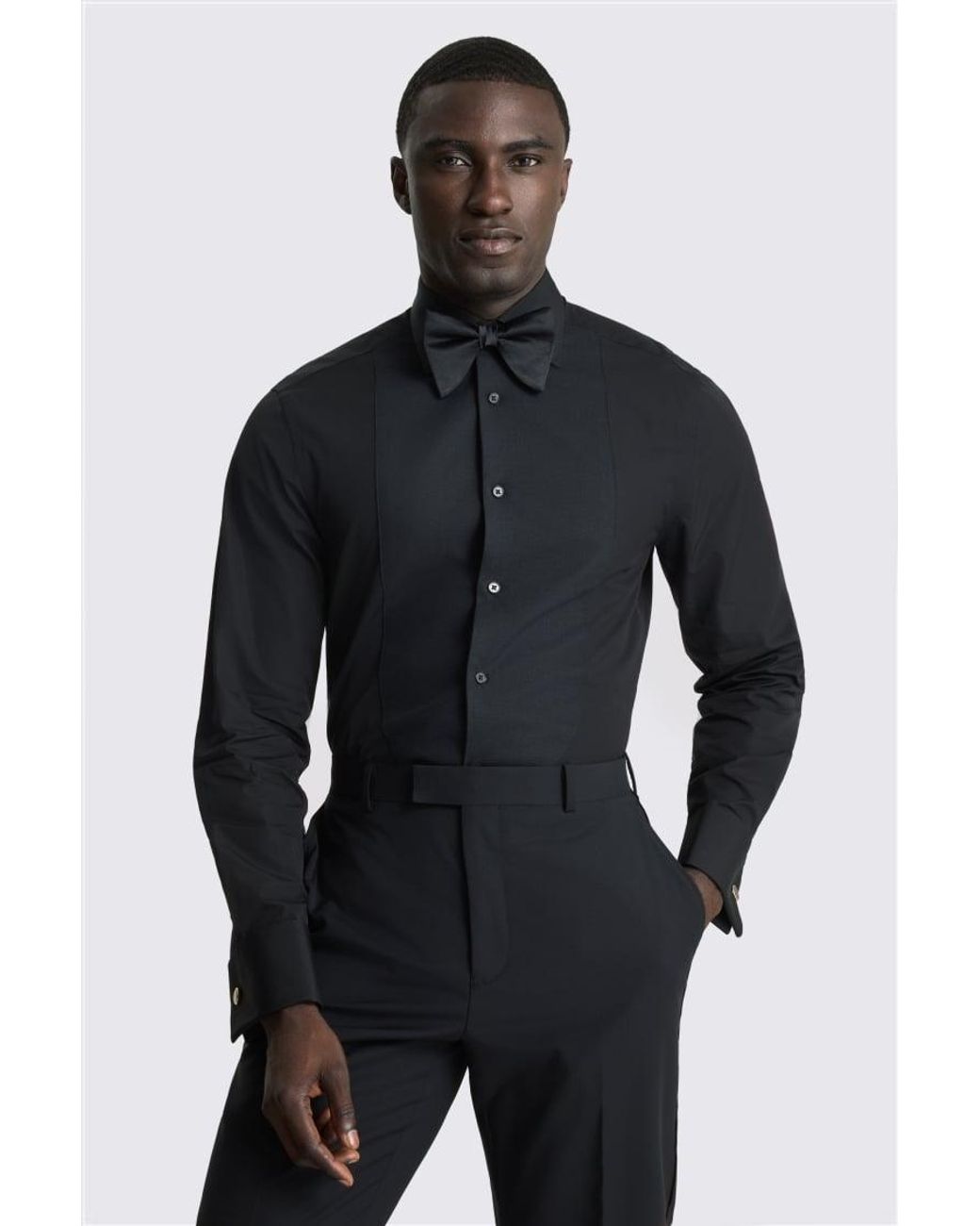 Moss Bros Blue Premium Tailored Fit Dress Shirt for men