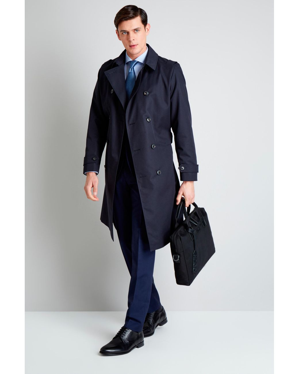 BOSS by HUGO BOSS Hugo By Double Breasted Navy Trench in Blue for Men | Lyst