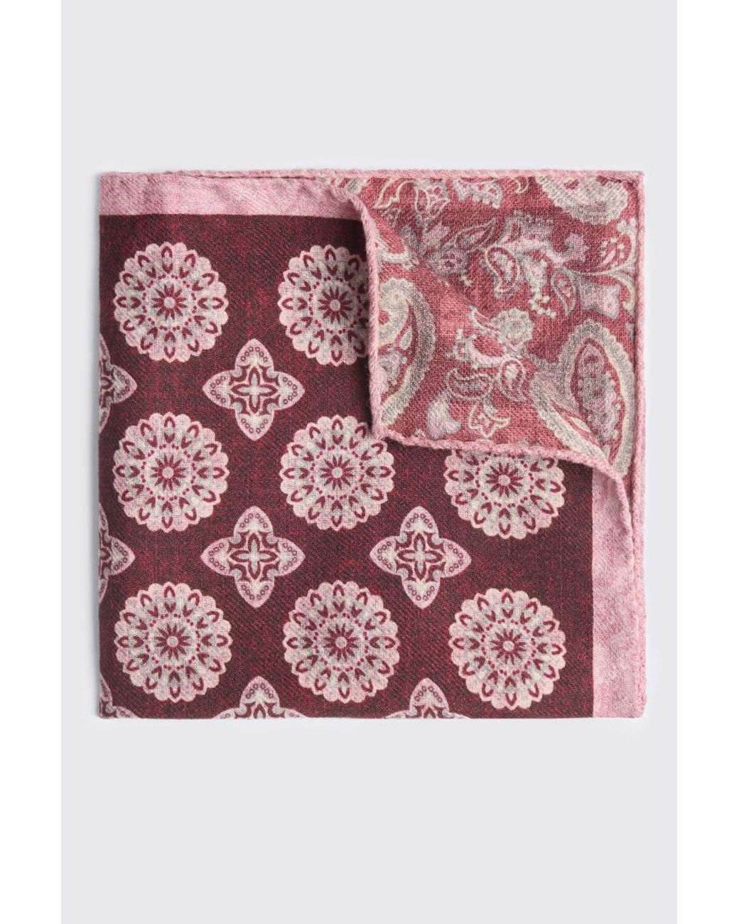 Tessitura bottinelli Pink Italian Burgundy Double Faced Wool Pocket Square for men