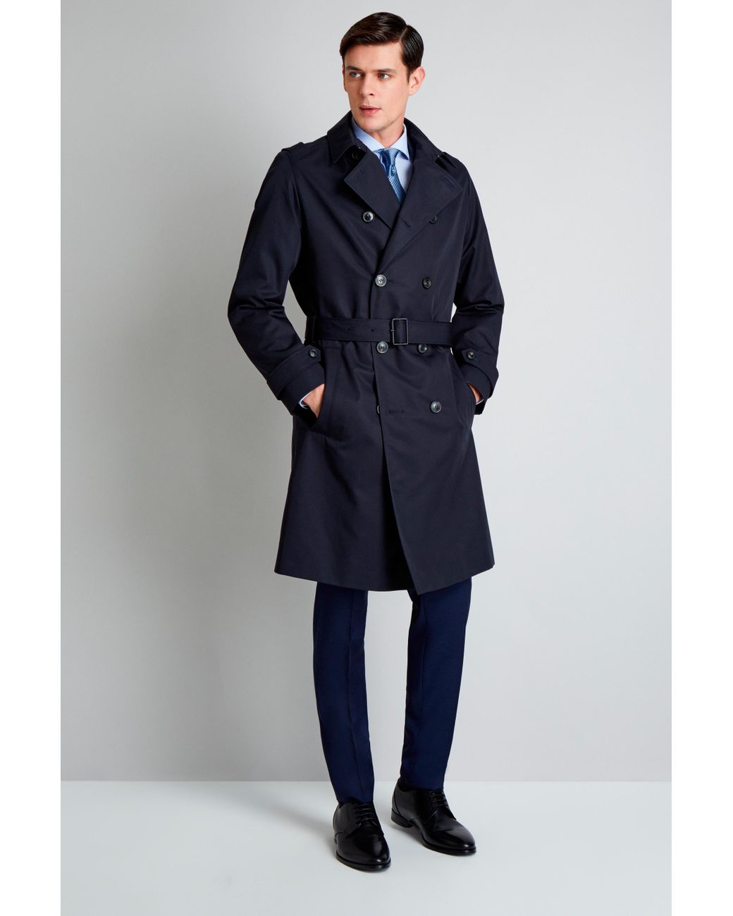 BOSS by HUGO BOSS Hugo By Double Breasted Navy Trench in Blue for Men | Lyst