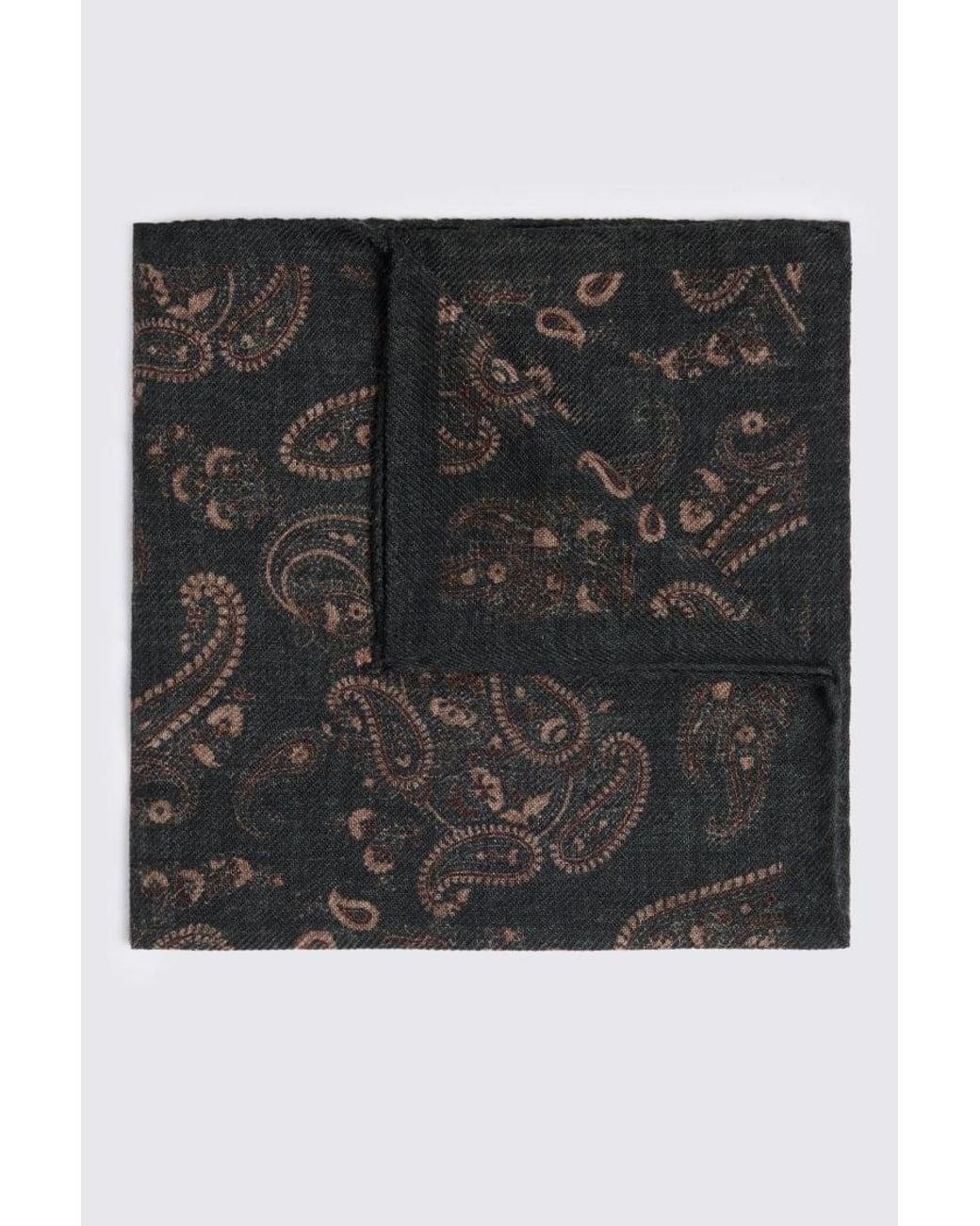 Tessitura bottinelli Black Italian Dark Paisley Wool Pocket Square for men