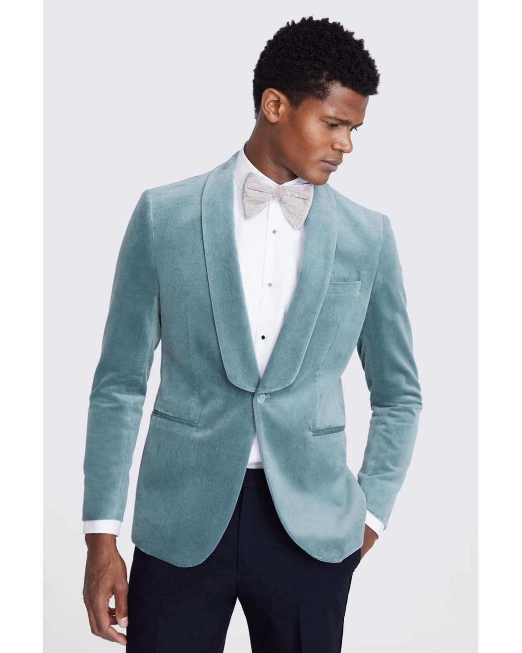 Moss Slim Fit Teal Velvet Jacket in Blue for Men Lyst UK