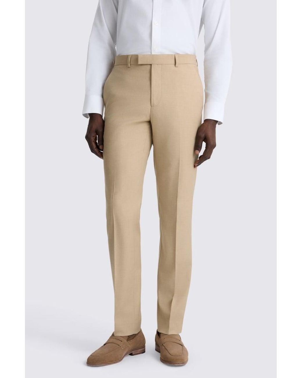 Moss Bros Natural Tailored Fit Blonde Camel Trousers for men