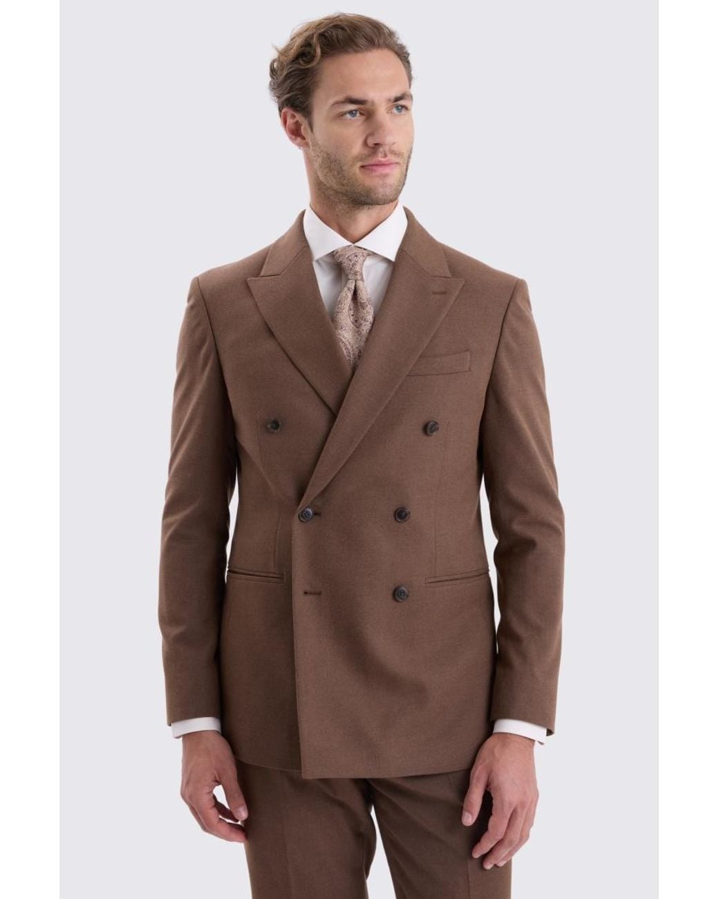 Moss Bros Brown Slim Fit Chestnut Flannel Suit Suit Jacket for men