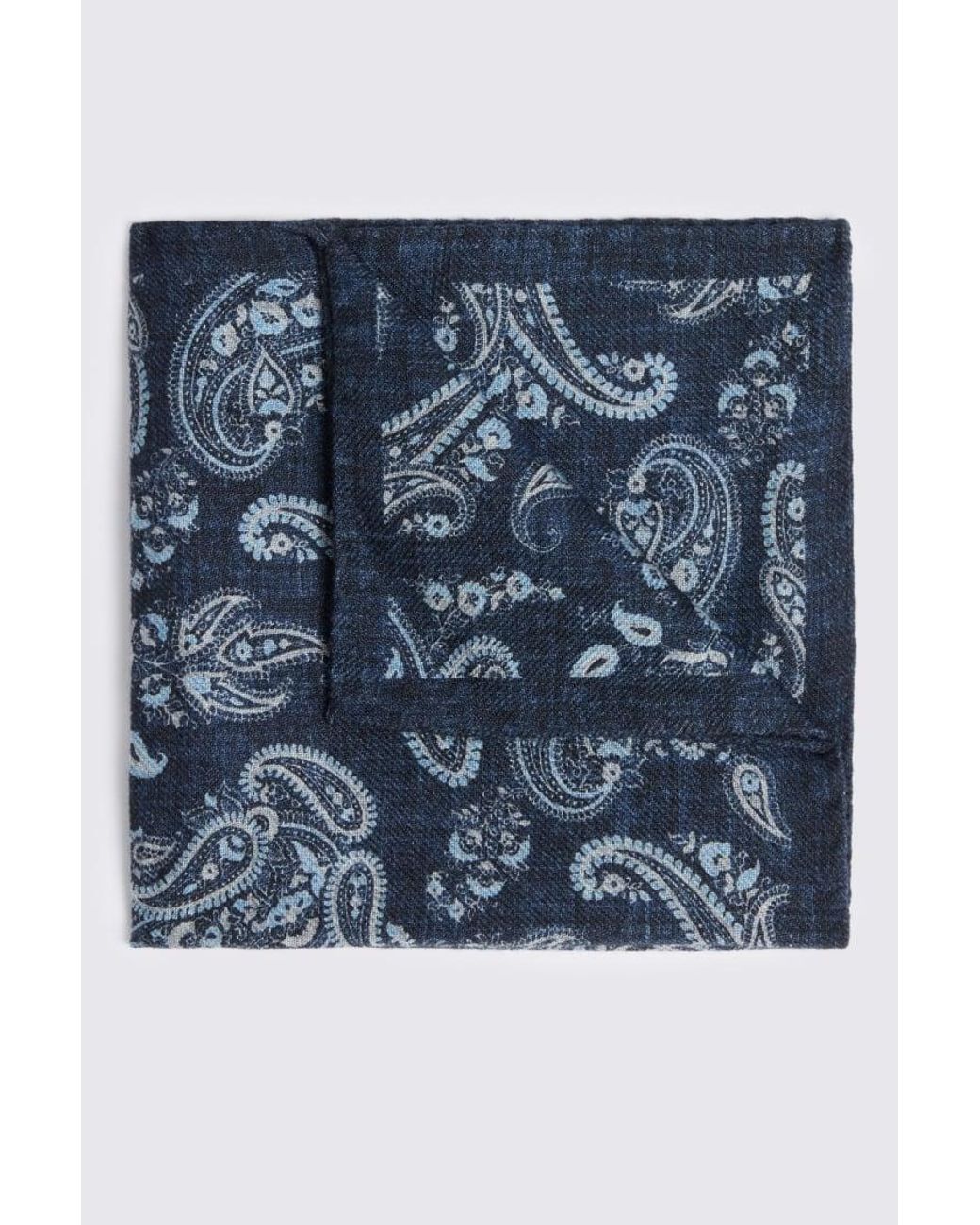 Tessitura bottinelli Blue Italian & Light Wool Paisley Double Faced Pocket Square for men