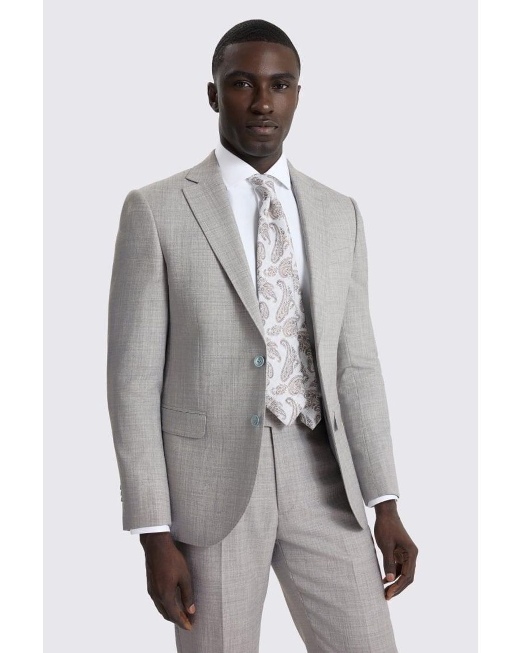 Moss Bros Gray Slim Fit Light Marl Suit Jacket for men