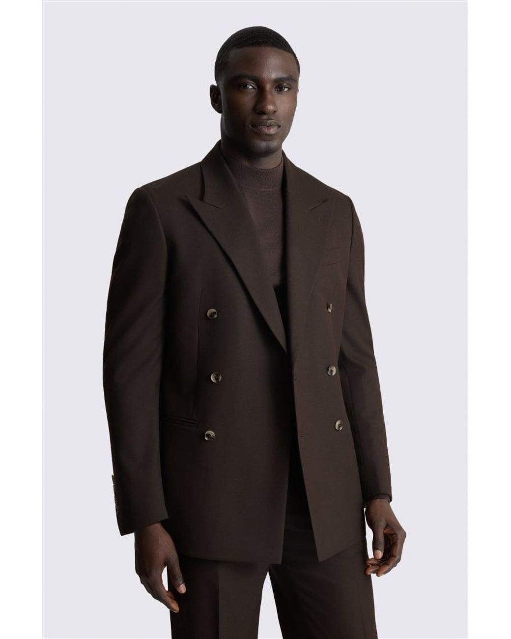 Moss Bros Brown Relaxed Fit Flannel Suit Jacket for men