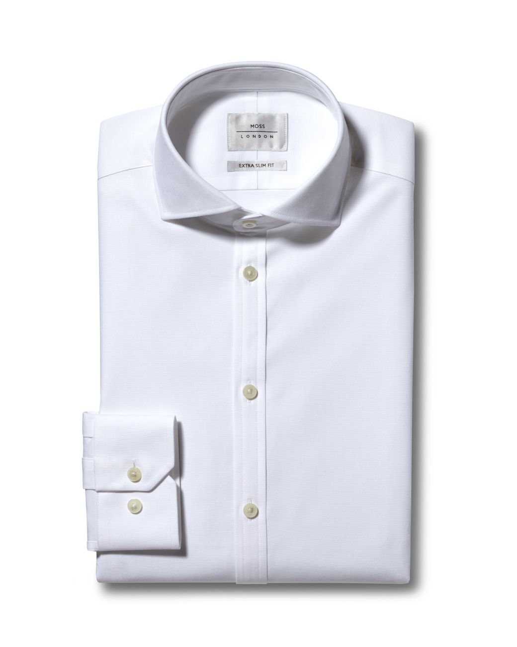 Moss Bros Cotton Extra Slim Fit White Single Cuff Performance Oxford