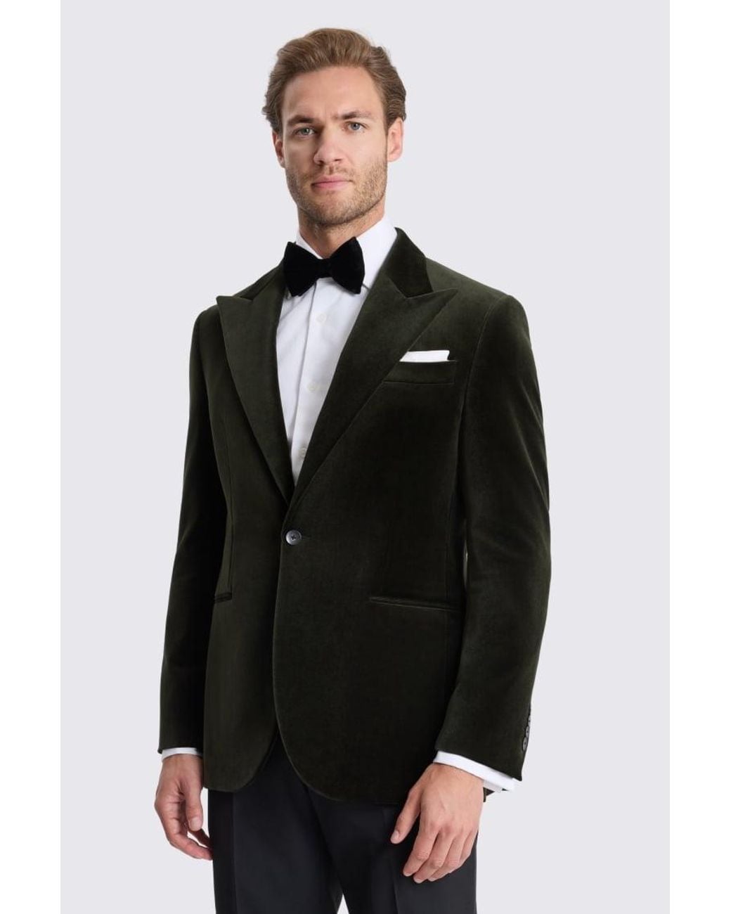 Moss Bros Black Tailored Fit Dark Velvet Jacket for men