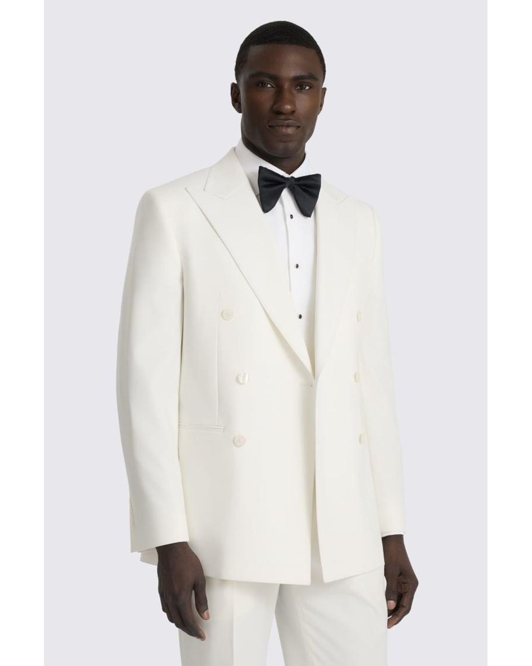 Moss Bros White Tailored Fit Off- Peak Lapel Tuxedo Suit Suit Jacket for men