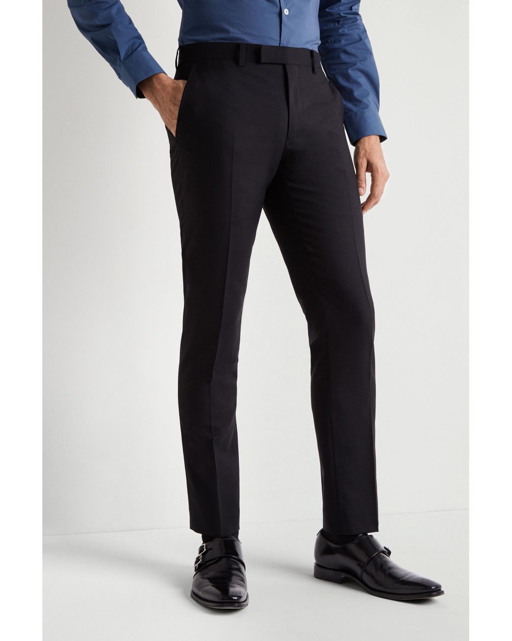DKNY Wool Slim Fit Black Trousers for Men Save 64 Lyst