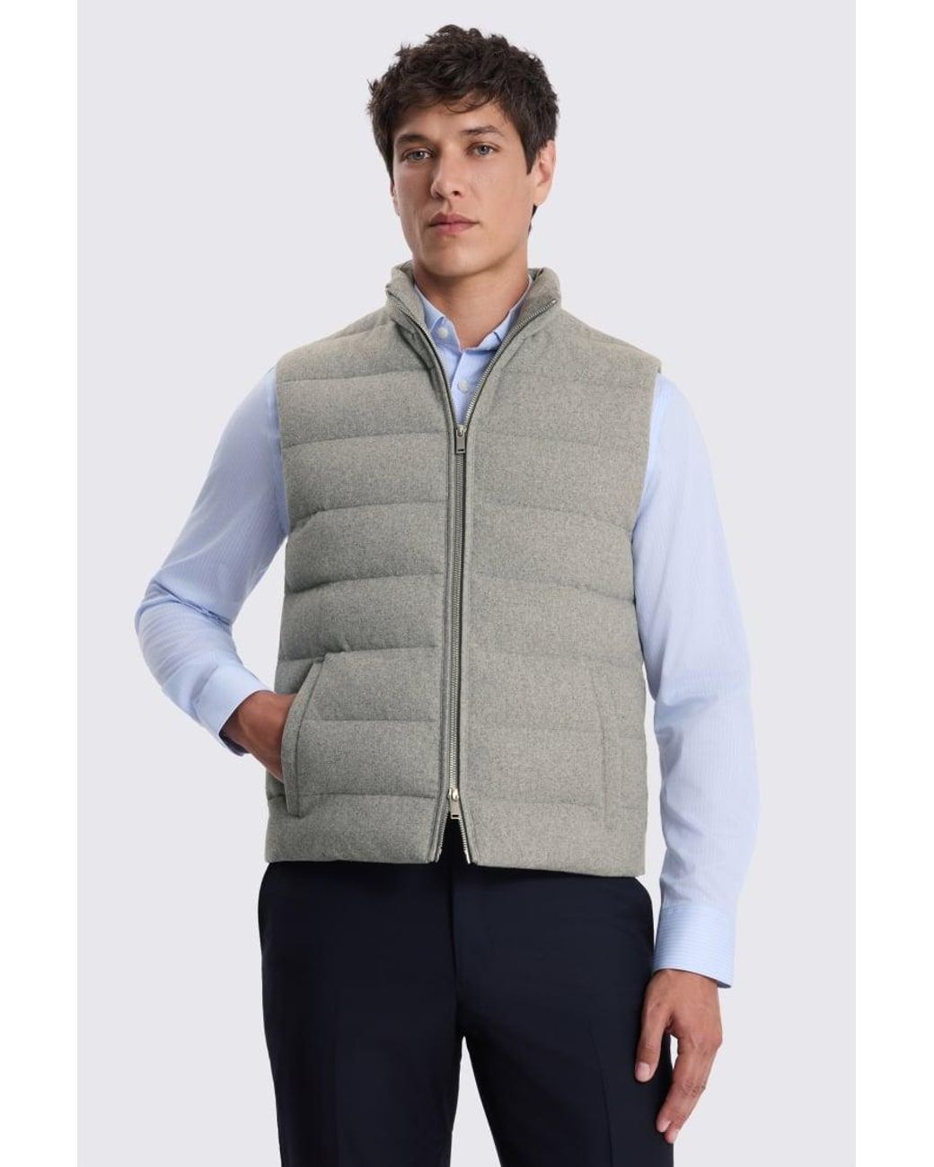 Moss Bros Gray Wool-Blend Gilet for men