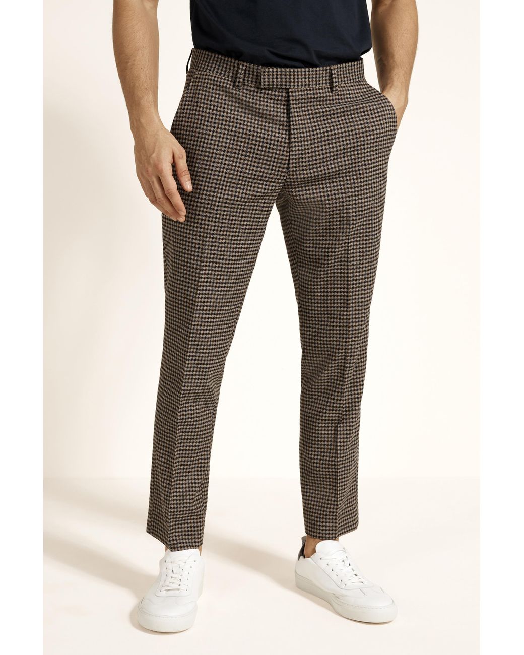Moss London Tweed Slim Fit Brown Blue 
