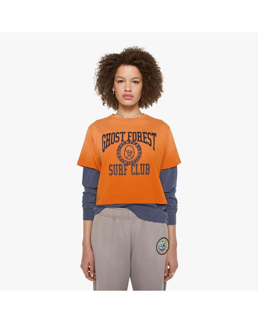 Ghost Forest Surf Club Orange Siren Crop T-Shirt Gfsc International