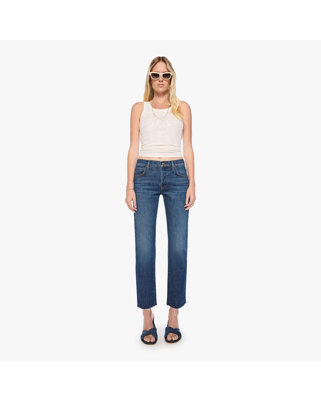 Mother Blue The Mid Rise Hiker Hover Fray That Belongs