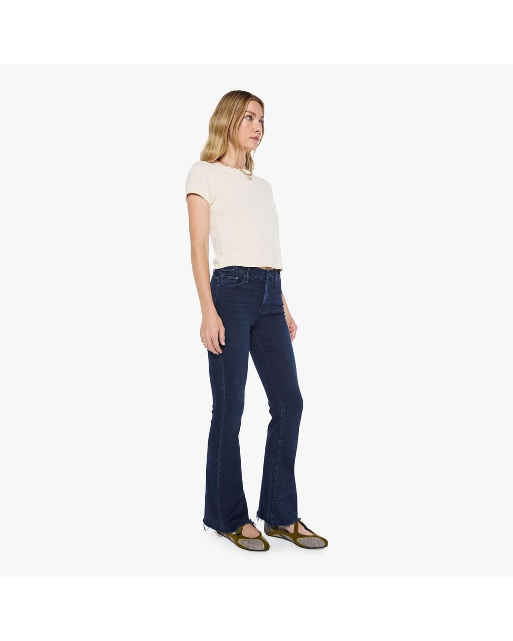 Mother Blue The Weekender Fray Chip On My Shoulder Jeans